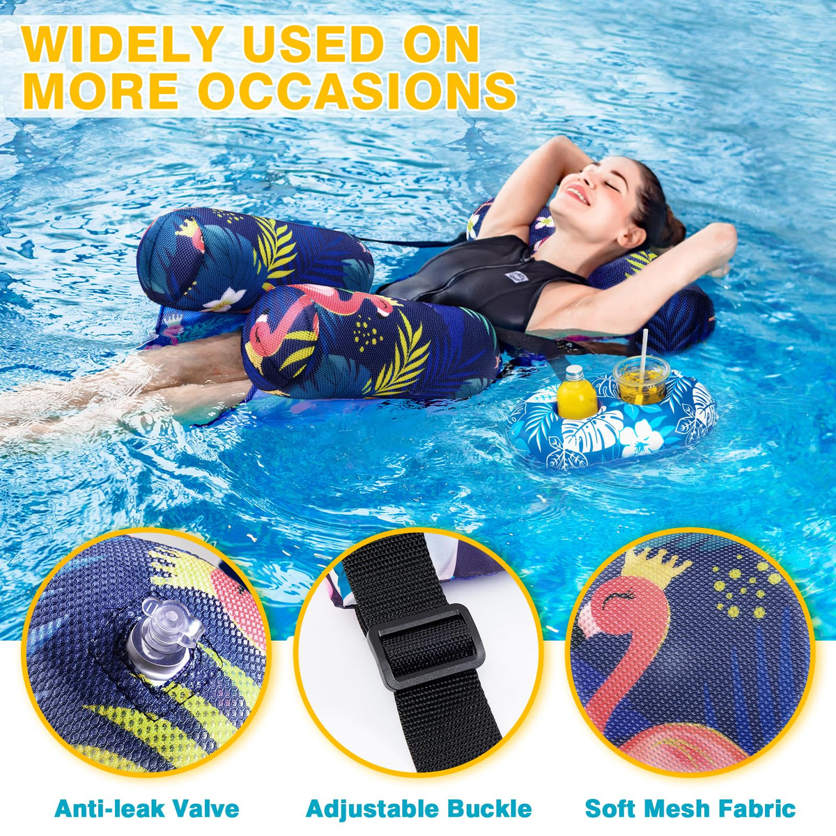 2 Pack Inflatable Pool Float Chair with Cup Holders J29599